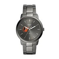 Men's Fossil Gray Baltimore Orioles Fossil Minimalist Smoke Stainless Steel Watch