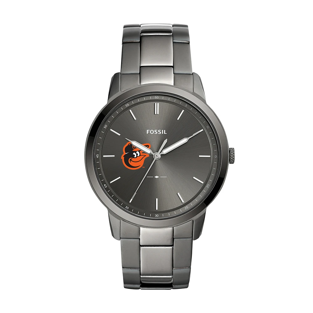 Men's Fossil Gray Baltimore Orioles Fossil Minimalist Smoke Stainless Steel Watch