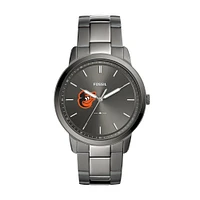 Men's Fossil Gray Baltimore Orioles Fossil Minimalist Smoke Stainless Steel Watch