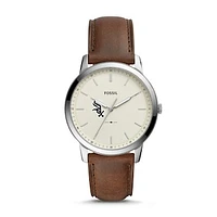 Men's Fossil Brown Chicago White Sox Minimalist Leather Watch