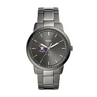 Men's Fossil Gray Houston Astros Fossil Minimalist Smoke Stainless Steel Watch