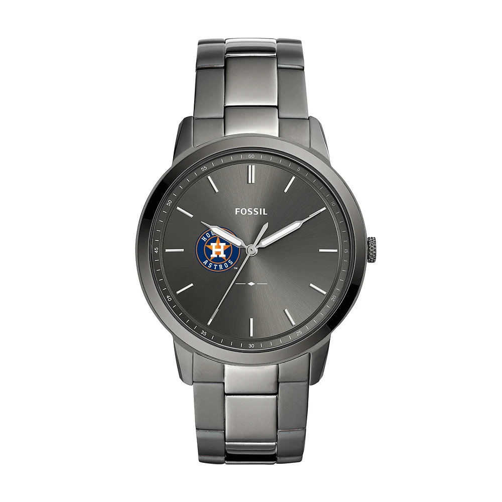 Men's Fossil Gray Houston Astros Fossil Minimalist Smoke Stainless Steel Watch