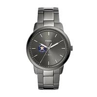 Men's Fossil Gray Houston Astros Fossil Minimalist Smoke Stainless Steel Watch