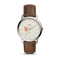 Men's Fossil Brown San Francisco Giants Minimalist Leather Watch