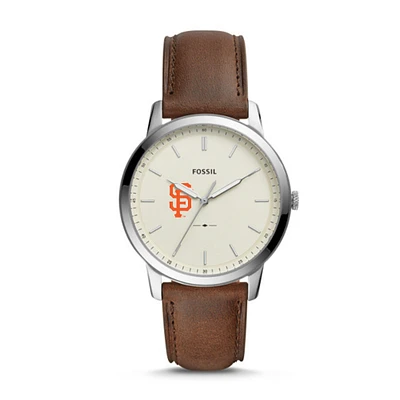 Men's Fossil Brown San Francisco Giants Minimalist Leather Watch