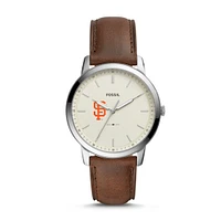 Men's Fossil Brown San Francisco Giants Minimalist Leather Watch
