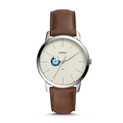 Men's Fossil Brown Seattle Mariners Minimalist Leather Watch