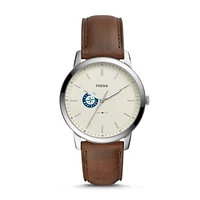Men's Fossil Brown Seattle Mariners Minimalist Leather Watch