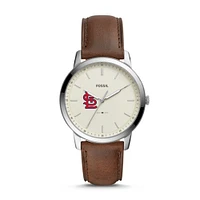 Men's Fossil Brown St. Louis Cardinals Minimalist Leather Watch