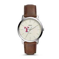Men's Fossil Brown Texas Rangers Minimalist Leather Watch