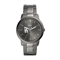 Men's Fossil Gray Los Angeles Dodgers Fossil Minimalist Smoke Stainless Steel Watch