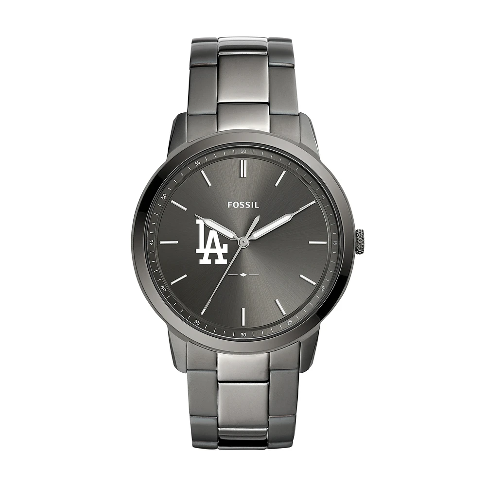 Men's Fossil Gray Los Angeles Dodgers Fossil Minimalist Smoke Stainless Steel Watch