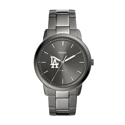 Men's Fossil Gray Los Angeles Dodgers Fossil Minimalist Smoke Stainless Steel Watch