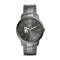 Men's Fossil Gray Los Angeles Dodgers Fossil Minimalist Smoke Stainless Steel Watch