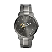 Men's Fossil Gray Milwaukee Brewers Fossil Minimalist Smoke Stainless Steel Watch