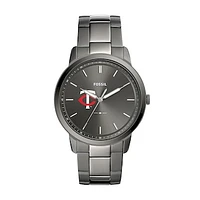 Men's Fossil Gray Minnesota Twins Fossil Minimalist Smoke Stainless Steel Watch