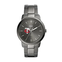 Men's Fossil Gray Minnesota Twins Fossil Minimalist Smoke Stainless Steel Watch