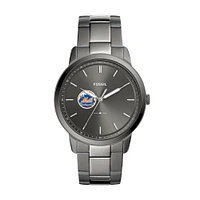 Men's Fossil Gray New York Mets Fossil Minimalist Smoke Stainless Steel Watch