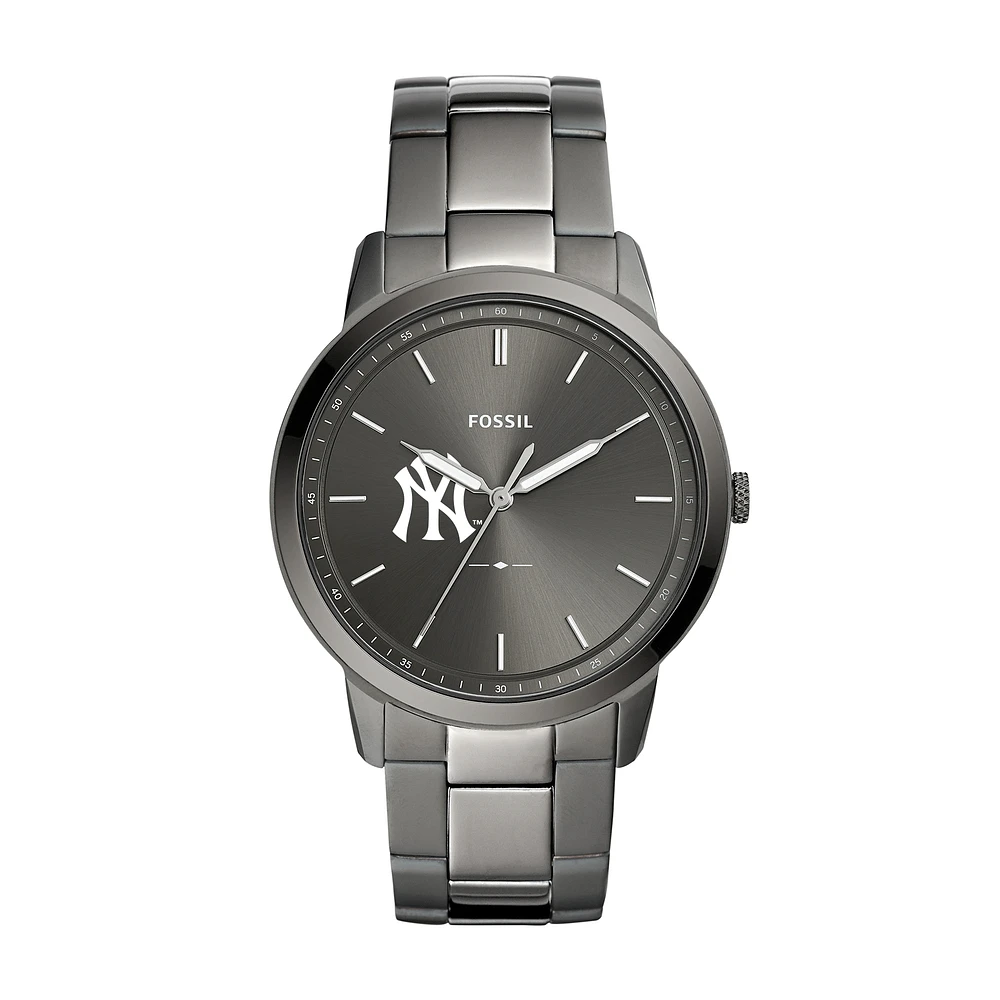 Men's Fossil Gray New York Yankees Fossil Minimalist Smoke Stainless Steel Watch