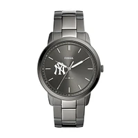 Men's Fossil Gray New York Yankees Fossil Minimalist Smoke Stainless Steel Watch