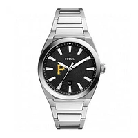 Men's Fossil Black Pittsburgh Pirates Everett Stainless Steel Watch