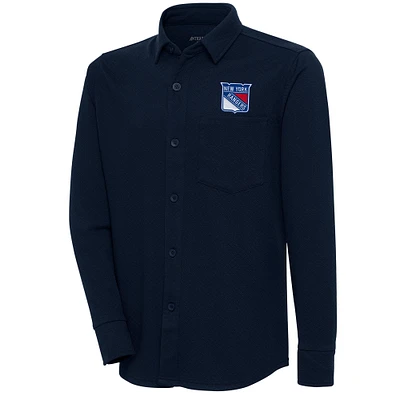 Men's Antigua  Navy New York Rangers Streamer Button-Up Shacket