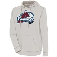 Men's Antigua  Oatmeal Colorado Avalanche Axe Bunker Tri-Blend Pullover Hoodie