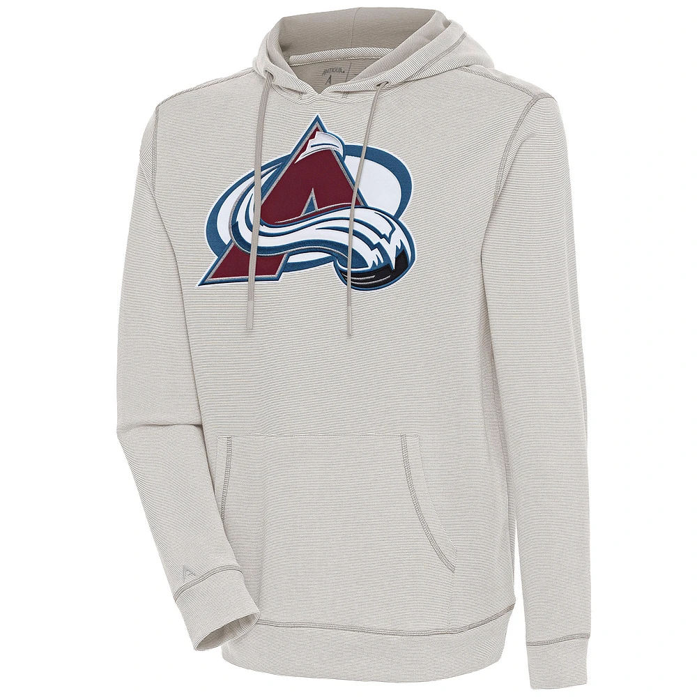 Men's Antigua Oatmeal Colorado Avalanche Axe Bunker Tri-Blend Pullover Hoodie