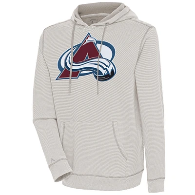 Men's Antigua  Oatmeal Colorado Avalanche Axe Bunker Tri-Blend Pullover Hoodie