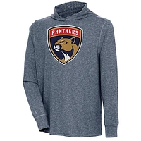 Men's Antigua  Heather Navy Florida Panthers Saga Pullover Hoodie