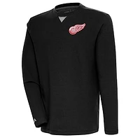 Men's Antigua  Black Detroit Red Wings Flier Bunker Tri-Blend Pullover Sweatshirt