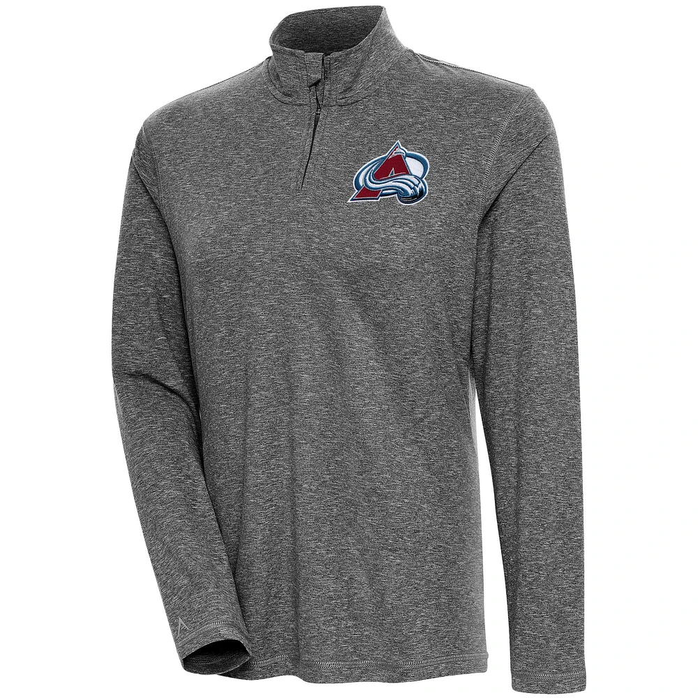 Women's Antigua Heather Colorado Avalanche Confront Quarter-Zip Pullover Top