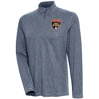 Women's Antigua  Heather Navy Florida Panthers Confront Quarter-Zip Pullover Top