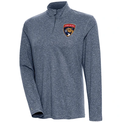 Women's Antigua  Heather Navy Florida Panthers Confront Quarter-Zip Pullover Top