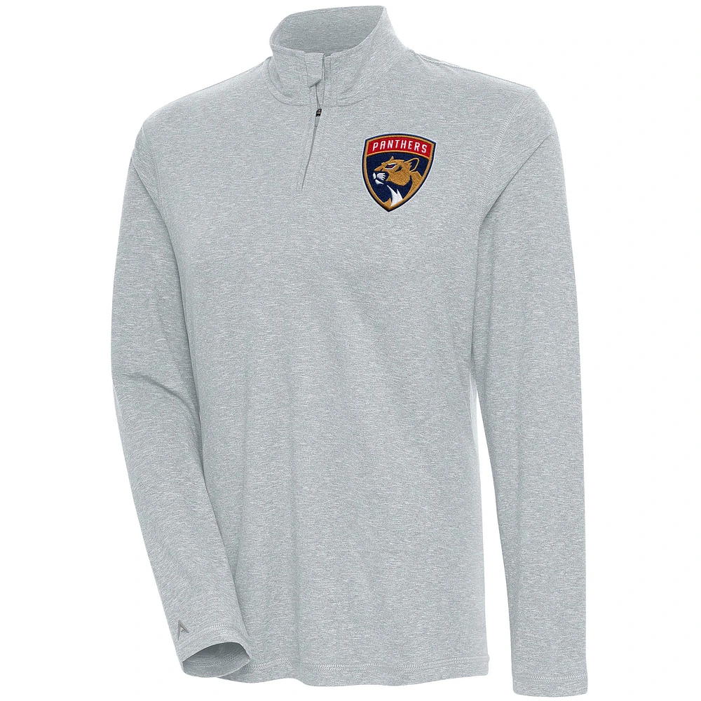 Women's Antigua Heather Florida Panthers Confront Quarter-Zip Pullover Top