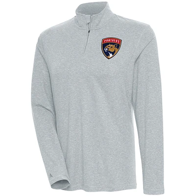 Women's Antigua Heather Florida Panthers Confront Quarter-Zip Pullover Top