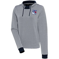 Women's Antigua  Navy New York Rangers Axe Bunker Tri-Blend Pullover Hoodie