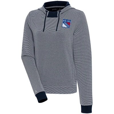 Women's Antigua  Navy New York Rangers Axe Bunker Tri-Blend Pullover Hoodie