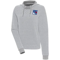 Women's Antigua  Gray New York Rangers Axe Bunker Tri-Blend Pullover Hoodie
