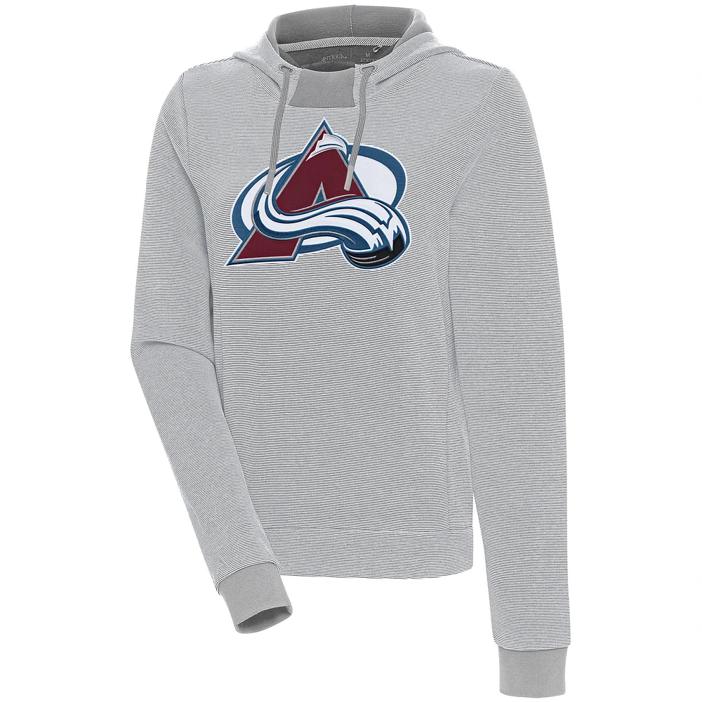Women's Antigua Gray Colorado Avalanche Axe Bunker Tri-Blend Pullover Hoodie
