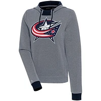 Women's Antigua  Navy Columbus Blue Jackets Axe Bunker Tri-Blend Pullover Hoodie