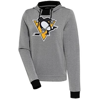 Women's Antigua  Black Pittsburgh Penguins Axe Bunker Tri-Blend Pullover Hoodie