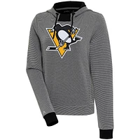 Women's Antigua  Black Pittsburgh Penguins Axe Bunker Tri-Blend Pullover Hoodie
