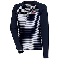 Women's Antigua  Navy Columbus Blue Jackets Maverick Henley Long Sleeve T-Shirt