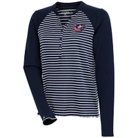 Women's Antigua  Navy Columbus Blue Jackets Maverick Henley Long Sleeve T-Shirt