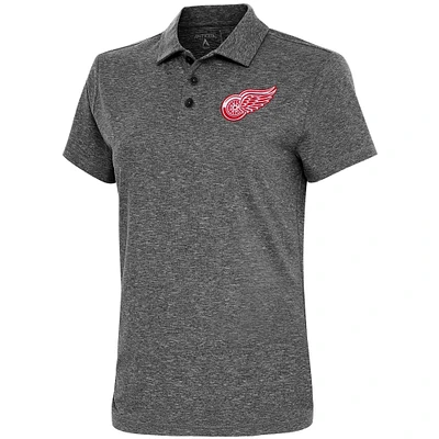 Women's Antigua  Heather Black Detroit Red Wings Motivated Polo