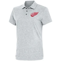 Women's Antigua  Heather Gray Detroit Red Wings Motivated Polo
