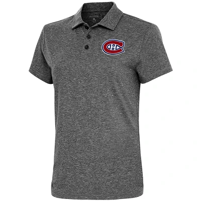 Women's Antigua  Heather Black Montreal Canadiens Motivated Polo