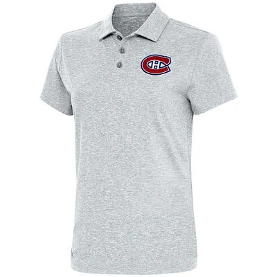 Women's Antigua  Heather Gray Montreal Canadiens Motivated Polo