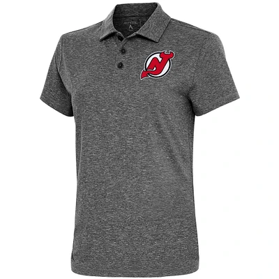 Women's Antigua  Heather Black New Jersey Devils Motivated Polo